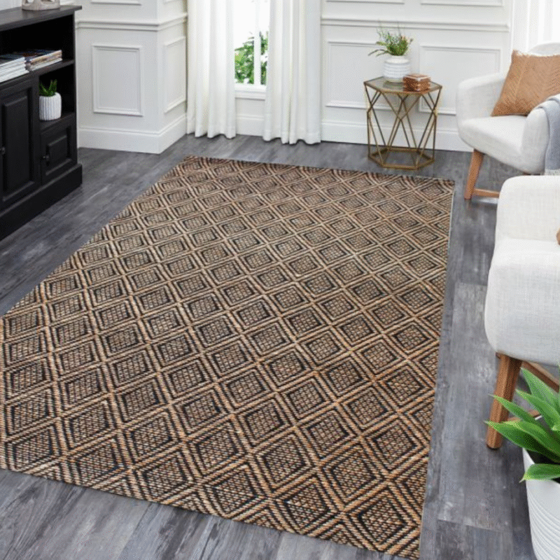 Jute Hand Woven Abstract Pattern Floor Carpet