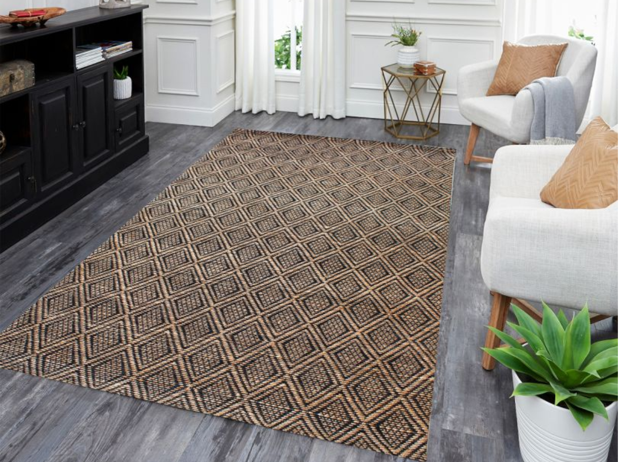 Jute Hand Woven Abstract Pattern Floor Carpet