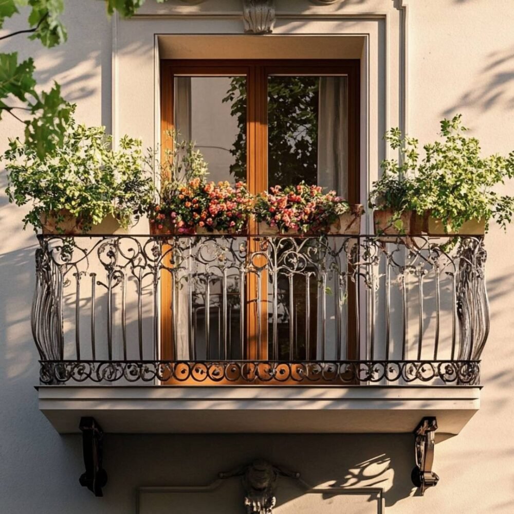 Classic Balcony Design with Exterior Texture Paint