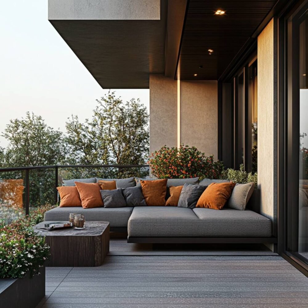 Modern Balcony Design with Exterior Texture Paint