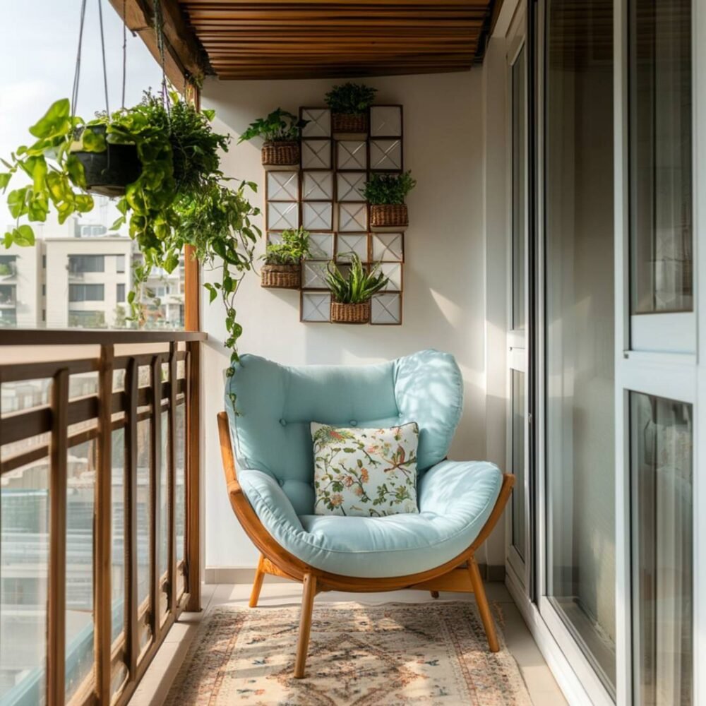 Modern Balcony Design with Painted Wall Decor