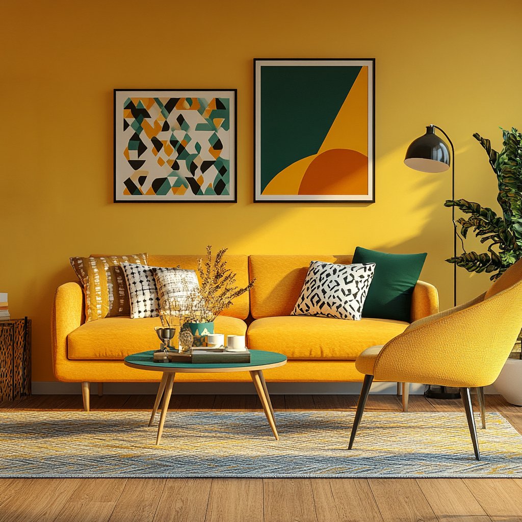 Modern Vibrant Yellow Wall Paint Design