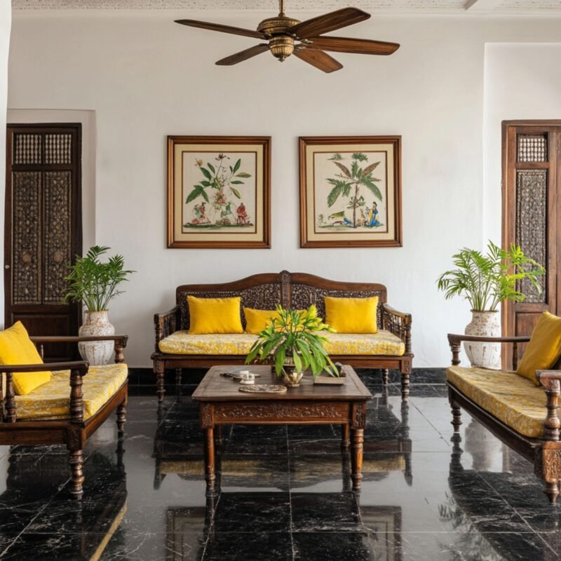 Transitional Black Rectangular Tiles Flooring Design