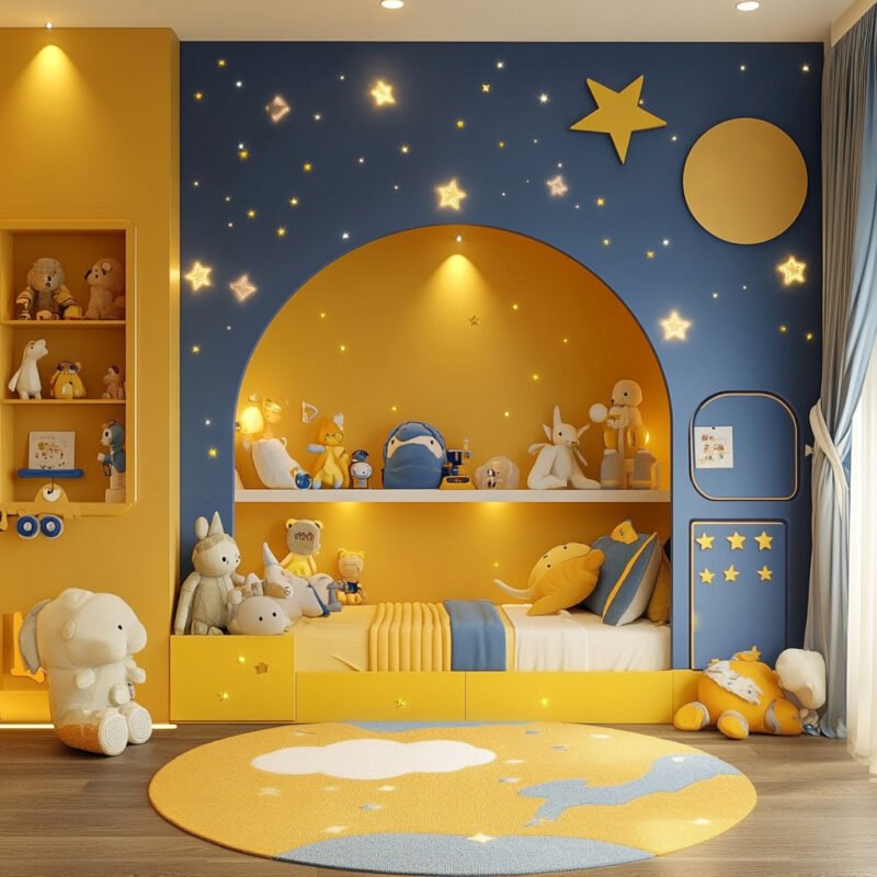 Modern Dreamy Starry-Night Kids Bedroom Design