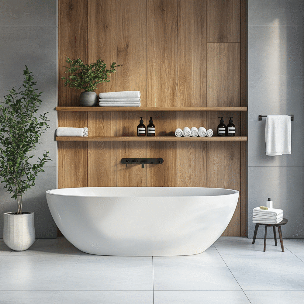 Modern Bathroom Design with Freestanding Bathtub