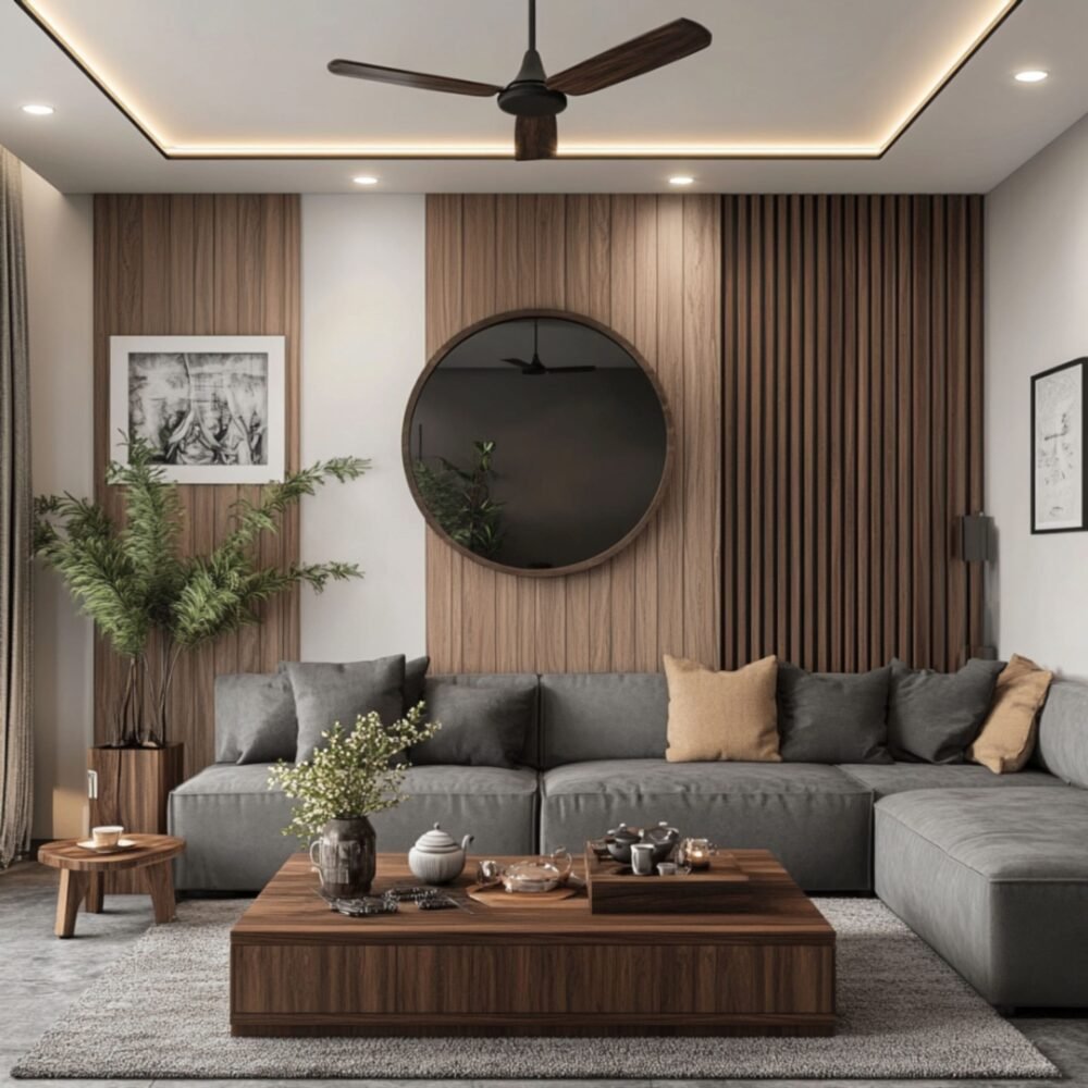 Modern Single Layer False Ceiling Design with Cove and Spot Lights