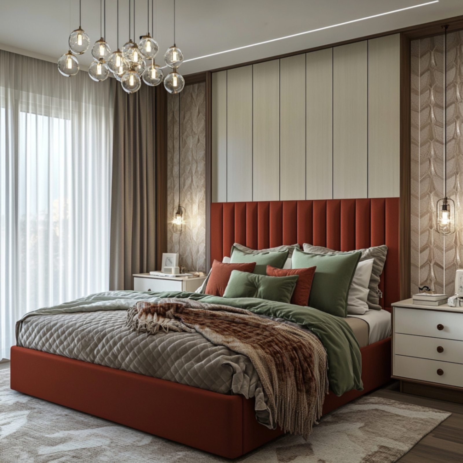 Contemporary Master Bedroom Design Upholstered Platform Bed