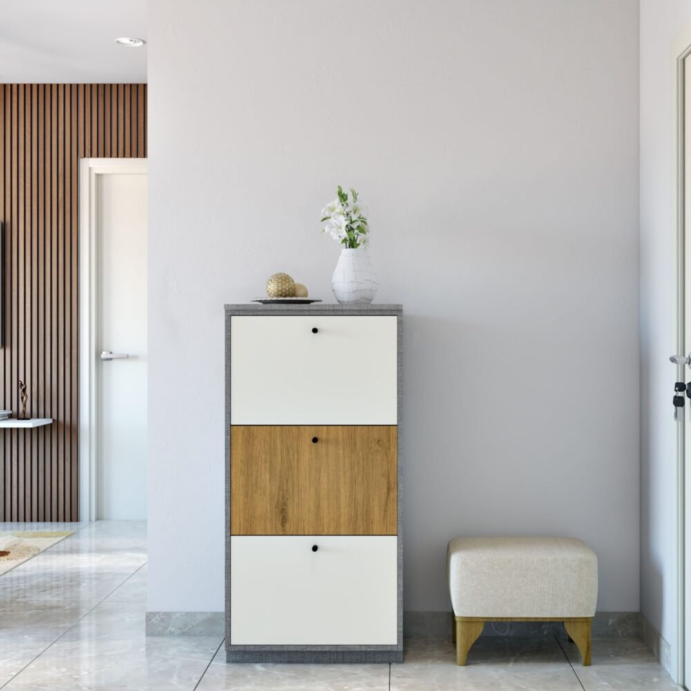 Modern Teak Hazil and Champagne Foyer Design