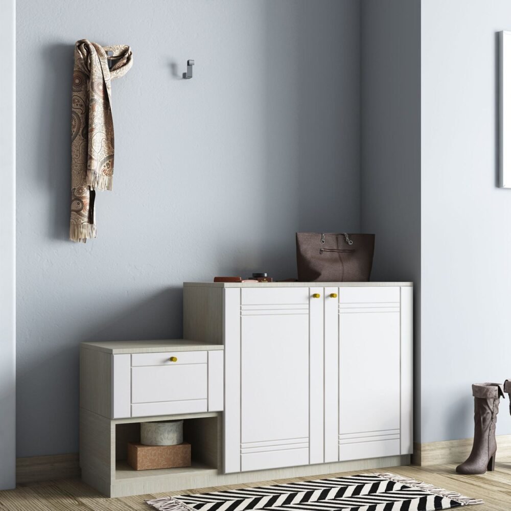 Modern Off White and Moldua Acacia Foyer Design