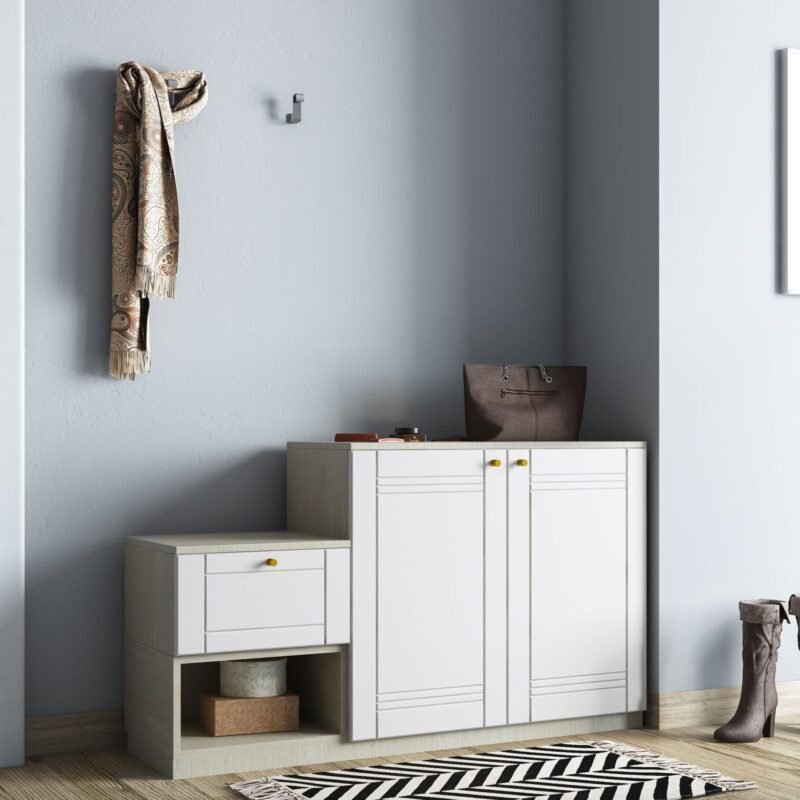 Modern Off White and Moldua Acacia Foyer Design