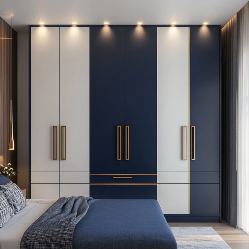 Modern 6-Door Wardrobe Desin with Bold Color Blocking