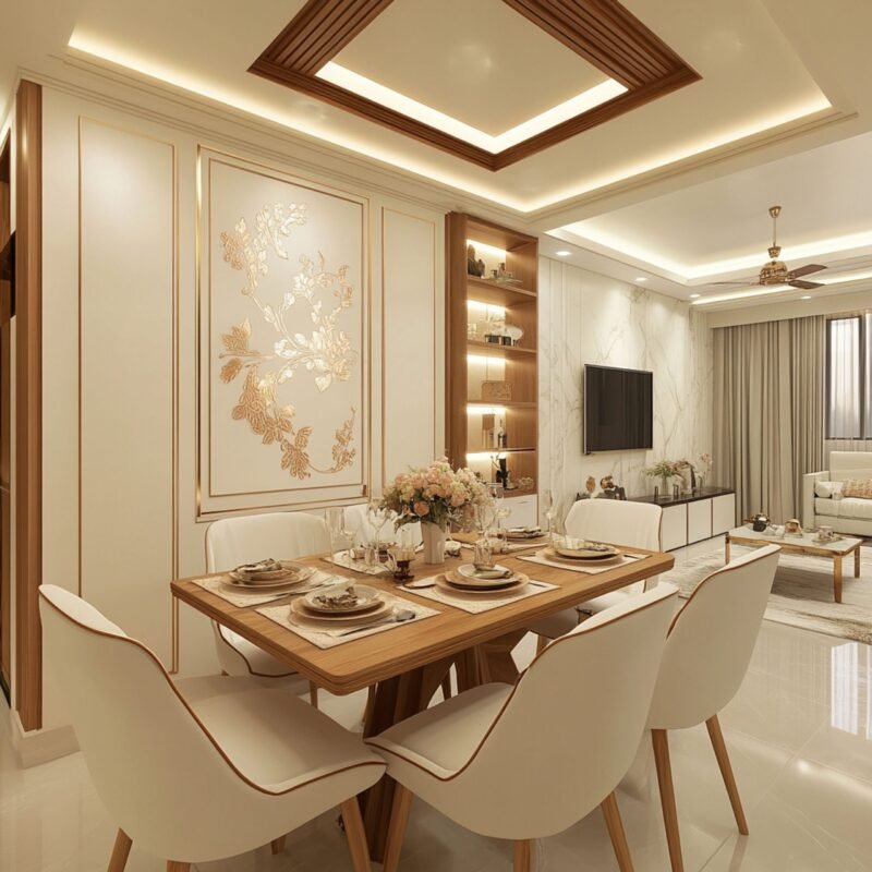 Modern Rectangular Gypsum Single False Ceiling Design