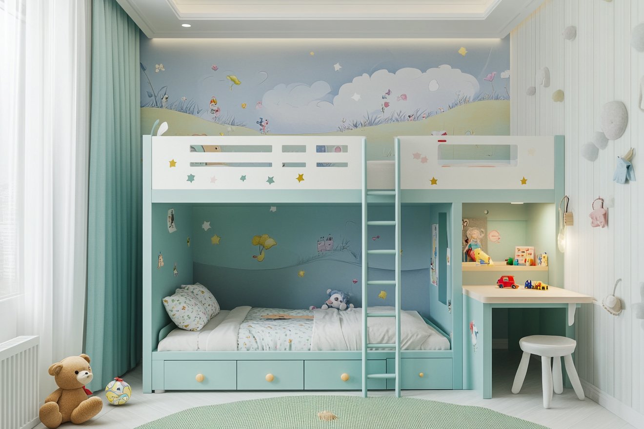 Space-Saving Fun and Functional Bunk Bed with Desk