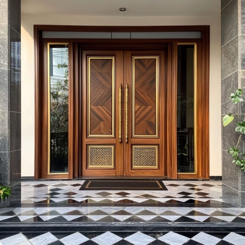 Traditional Double Door Design with Matte Finish
