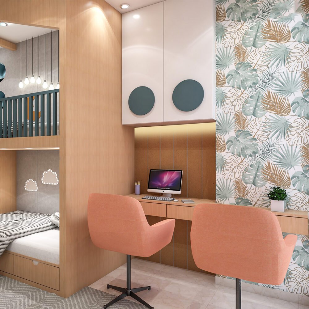 Minimal Glam Kid's Bedroom With Customised Bed