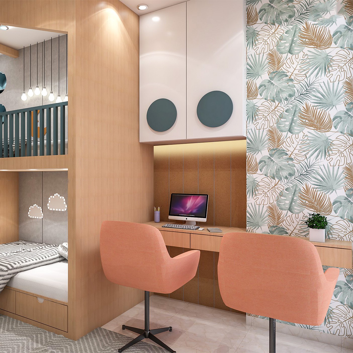 Minimal Glam Kid's Bedroom With Customised Bed