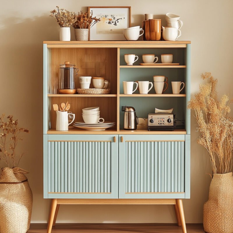 Contemporary Crockery Unit Design with Cabinets and Open Storage