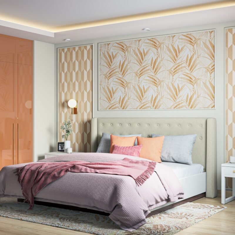 Contemporary Orange and White Wall Trims Wall Design