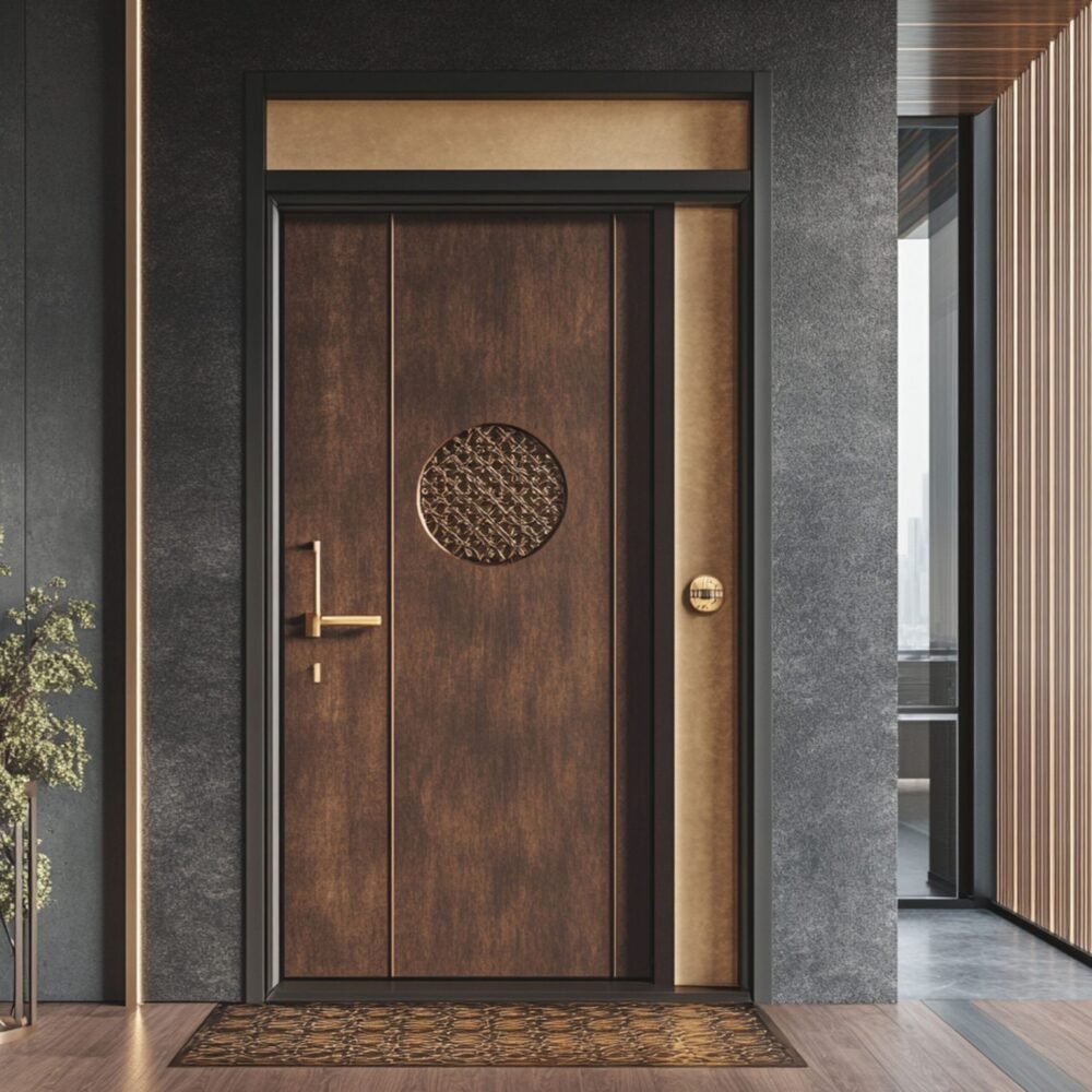 Contemporary Swing Entrance Door Design in Matte Finish