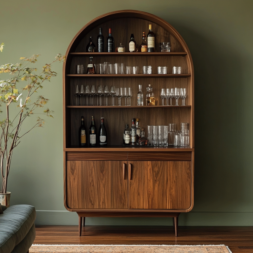 Modern Home Bar Design with Suede Laminate Finish