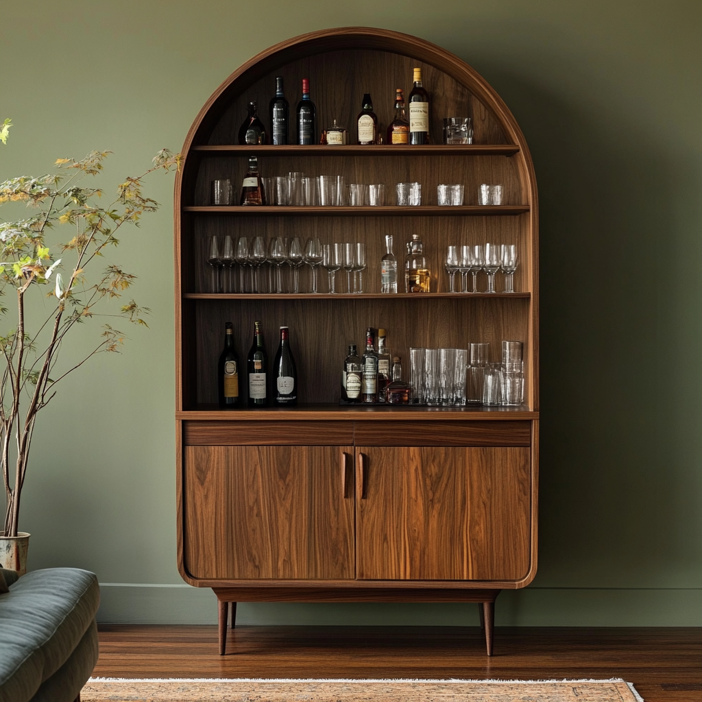 Modern Home Bar Design with Suede Laminate Finish
