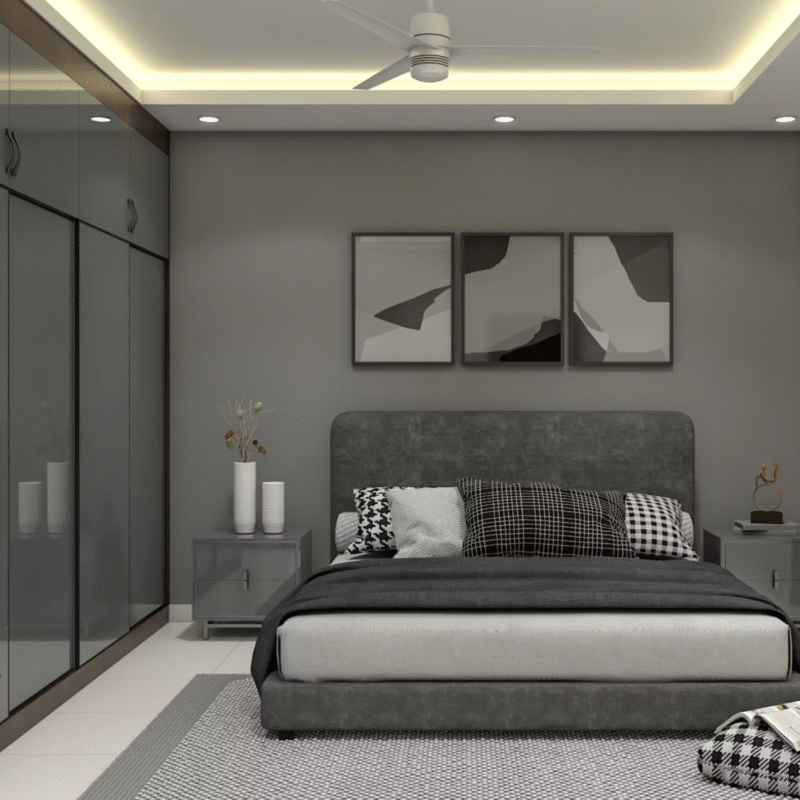 Contemporary Painted Single Layer False Ceiling in Rectangular Shape