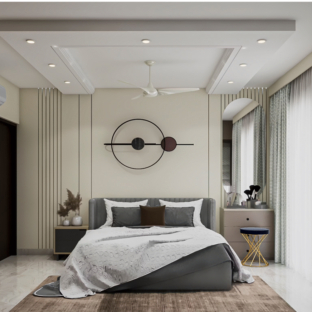 Contemporary Square Gypsum Single False Ceiling Design