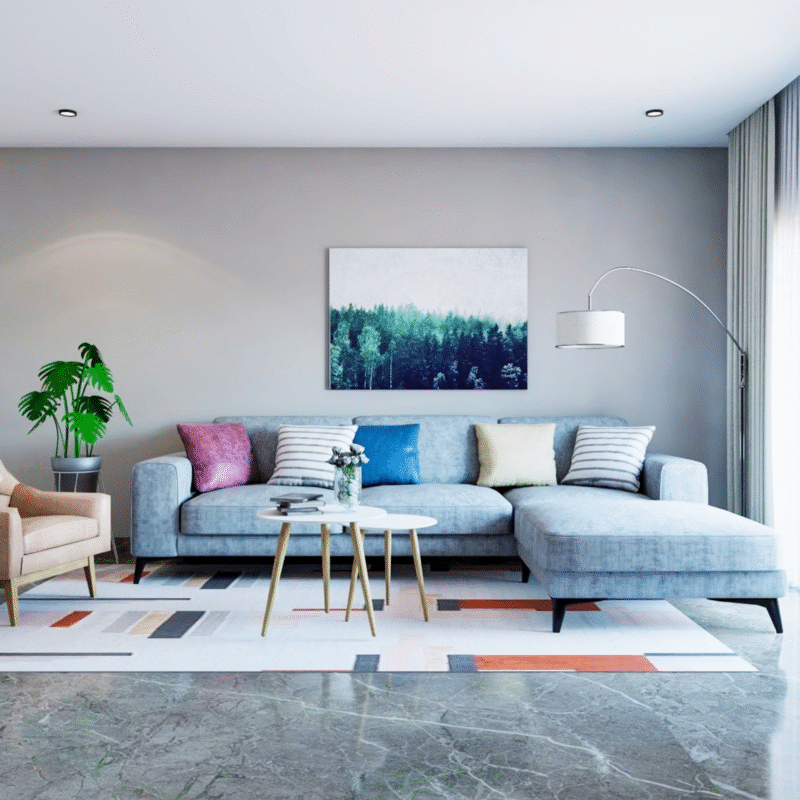 Grey Polished Tiles for Contemporary Flooring Design