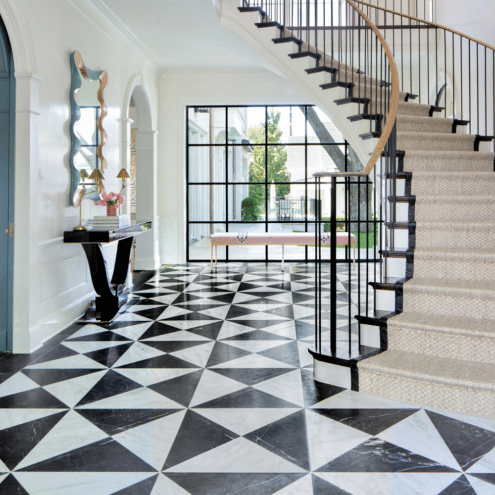 Modern Black and White Rectangle Tile Flooring Design