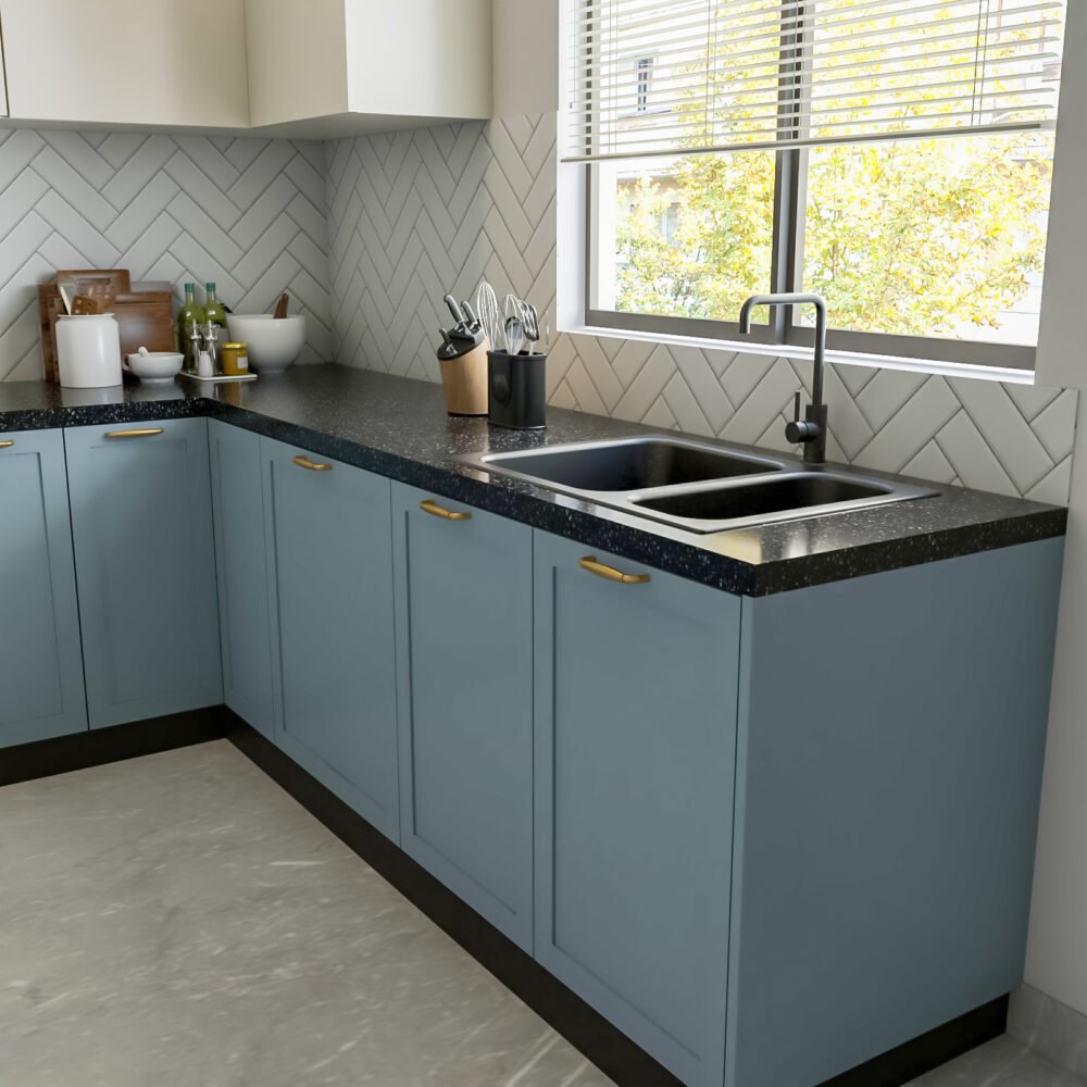 Black Quartz Double Bowl Kitchen Sink Design