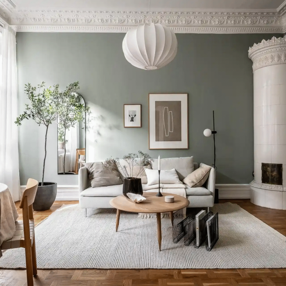 Muted Sage Green Wall Trims with Paint Contemporary Wall Design