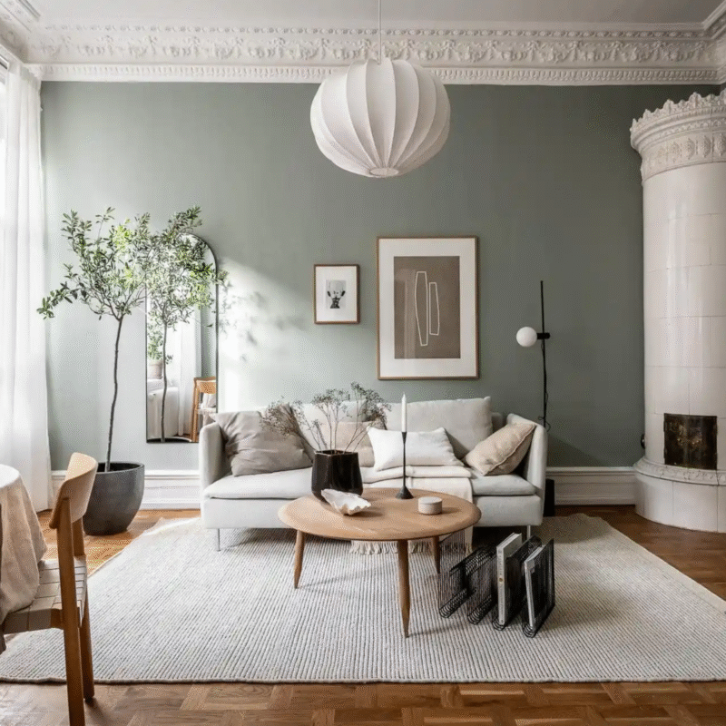 Muted Sage Green Wall Trims with Paint Contemporary Wall Design