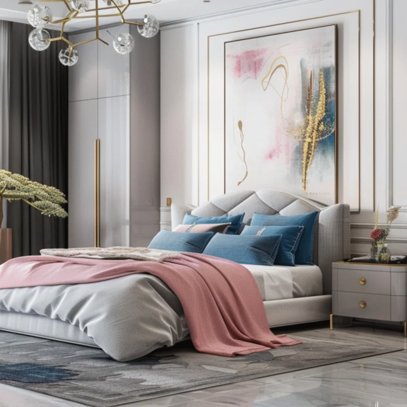 Modern Wall Design with White Trims and Painting