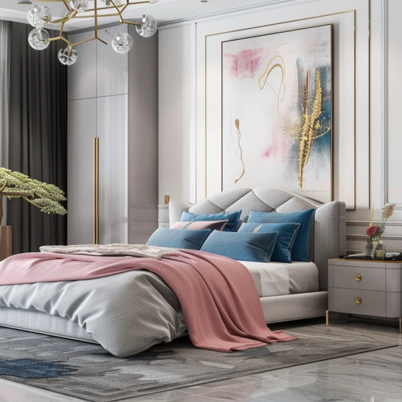 Modern Wall Design with White Trims and Painting