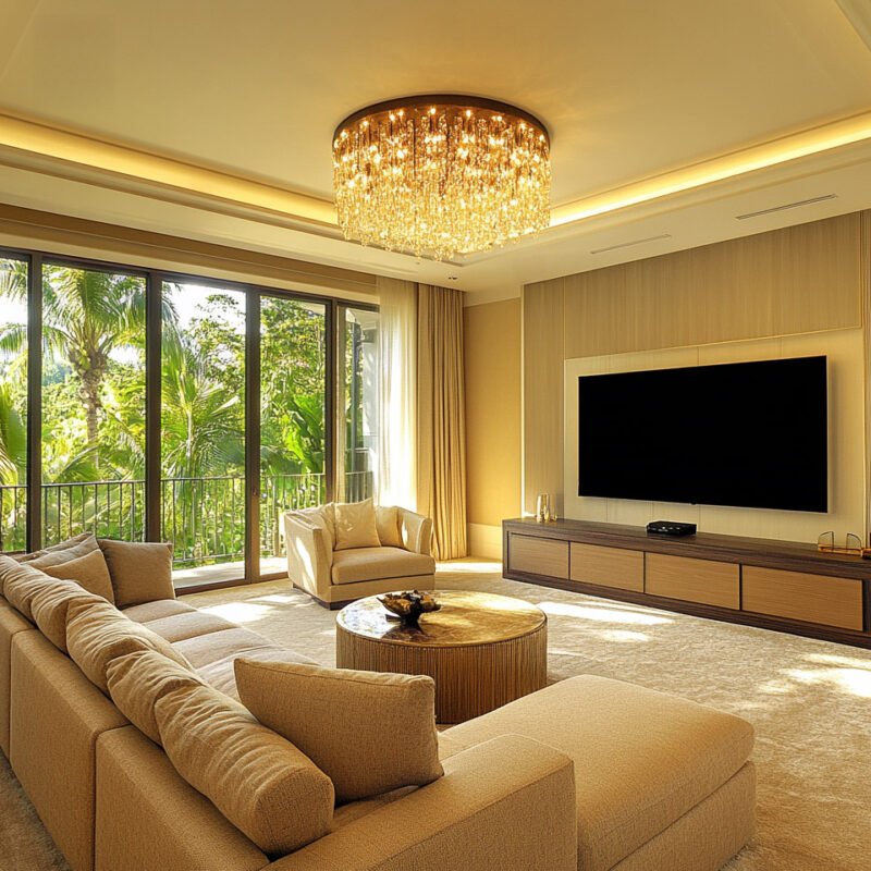 Modern Living Room Design with TV Storage and Sectional Sofa