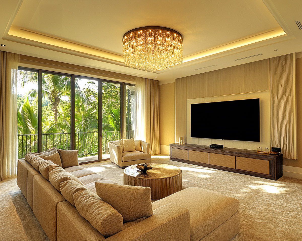 Modern Living Room Design with TV Storage and Sectional Sofa