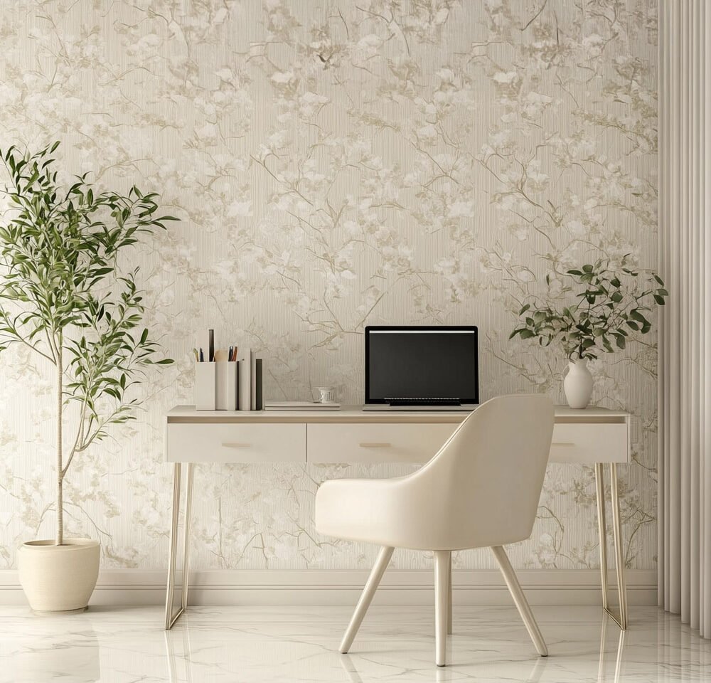 Beige Clouds and Rainbow Wallpaper Design for Contemporary Interiors