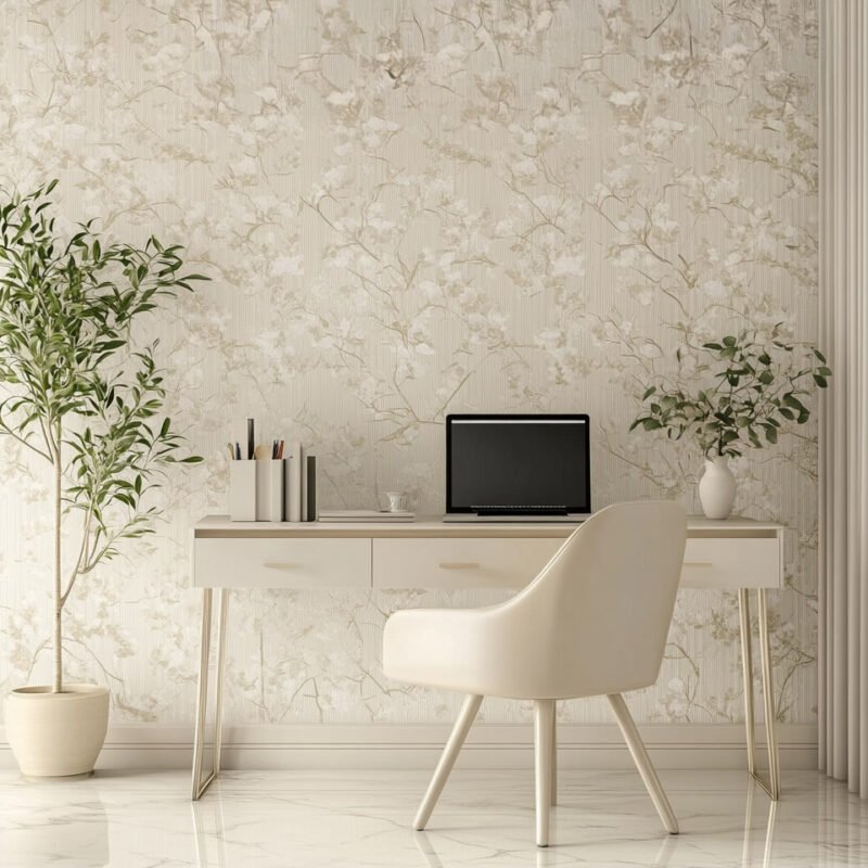 Beige Clouds and Rainbow Wallpaper Design for Contemporary Interiors