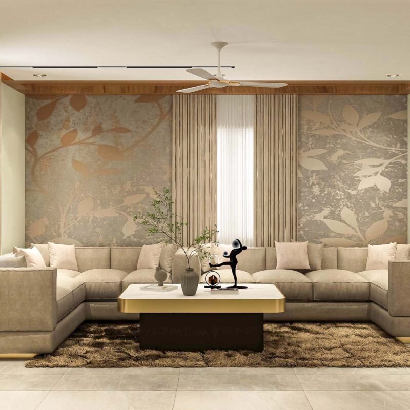 Contemporary Botanical Wallpaper Design With Reflective Sheen for Bedrooms