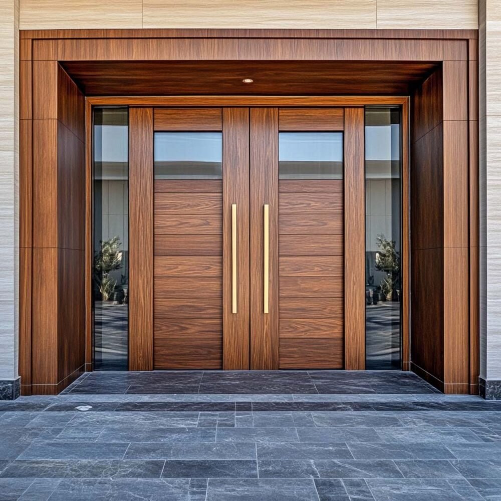 Double Swing Entrance Door Design With Modern Matte Finish