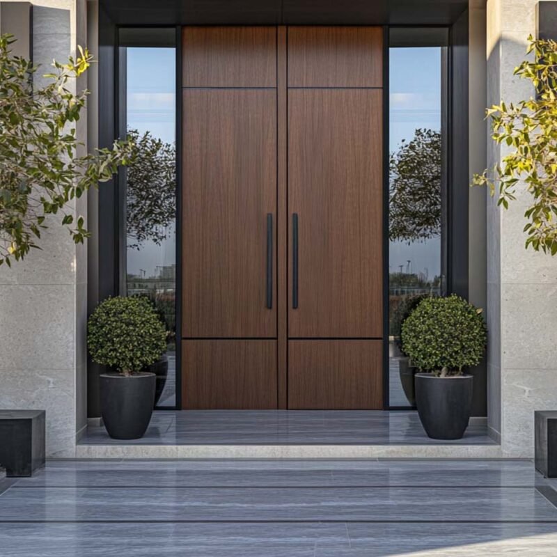 Modern Double Entrance Door Design With Matte Finish