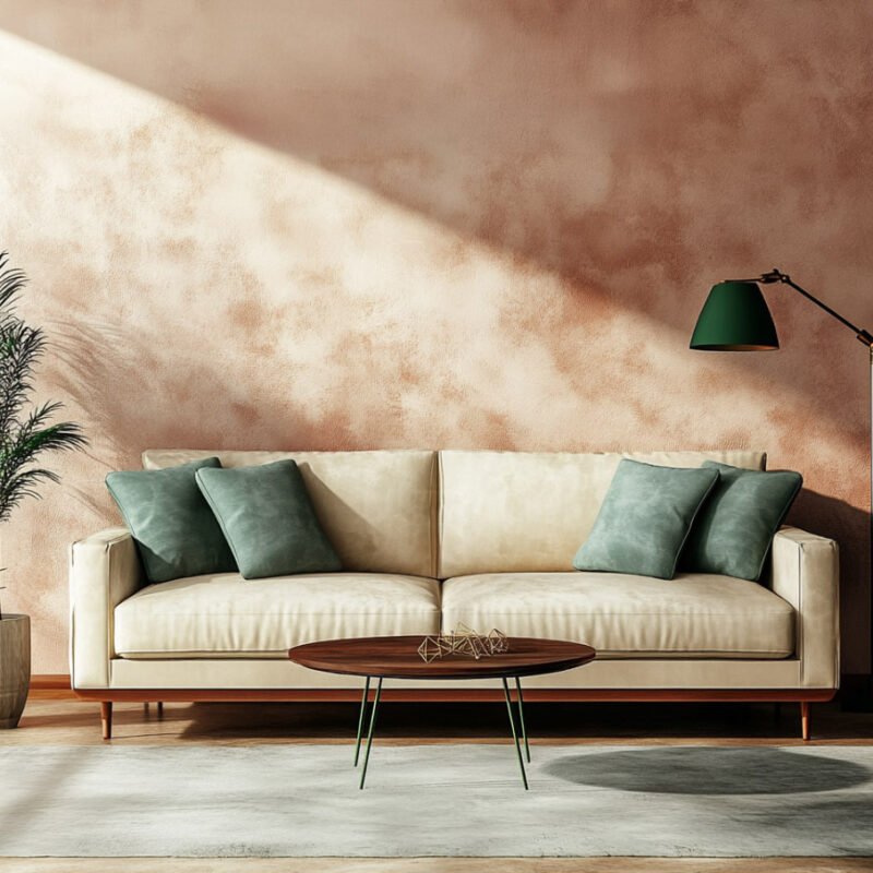 Burnt Blush Wall Paint Design for Modern Bedroom and Living Room