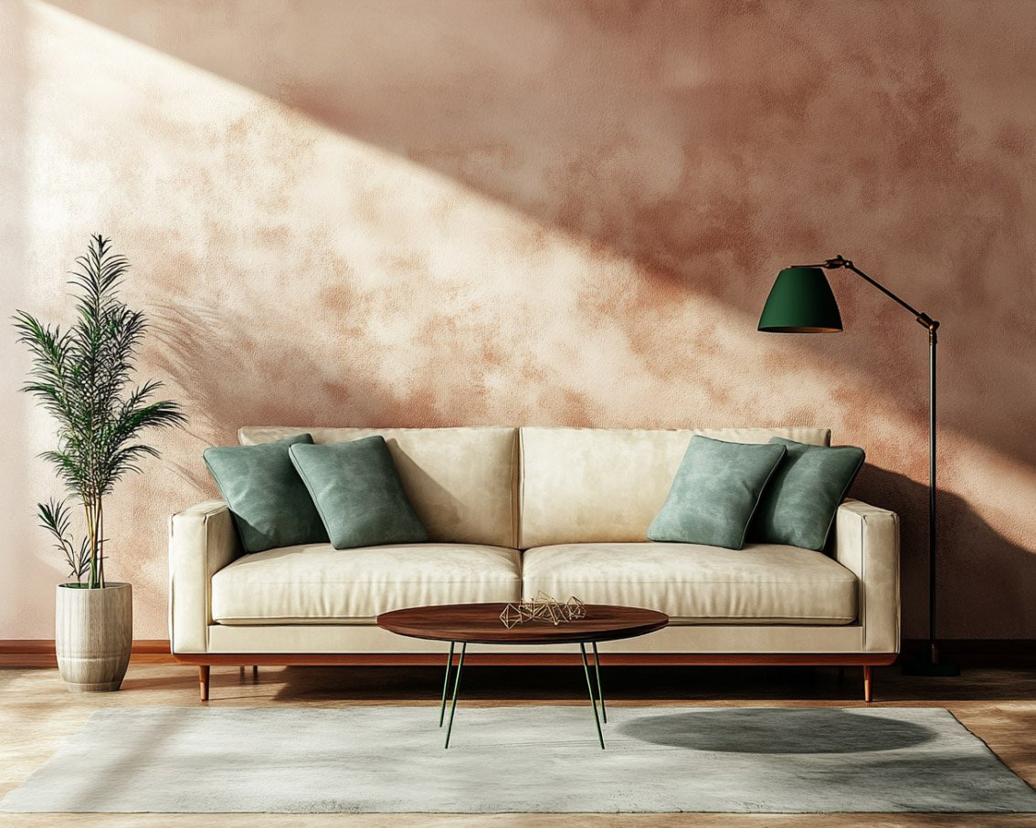 Burnt Blush Wall Paint Design for Modern Bedroom and Living Room