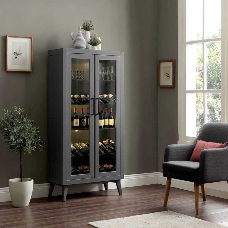 Classic Home Bar Design With Suede Finish Storage