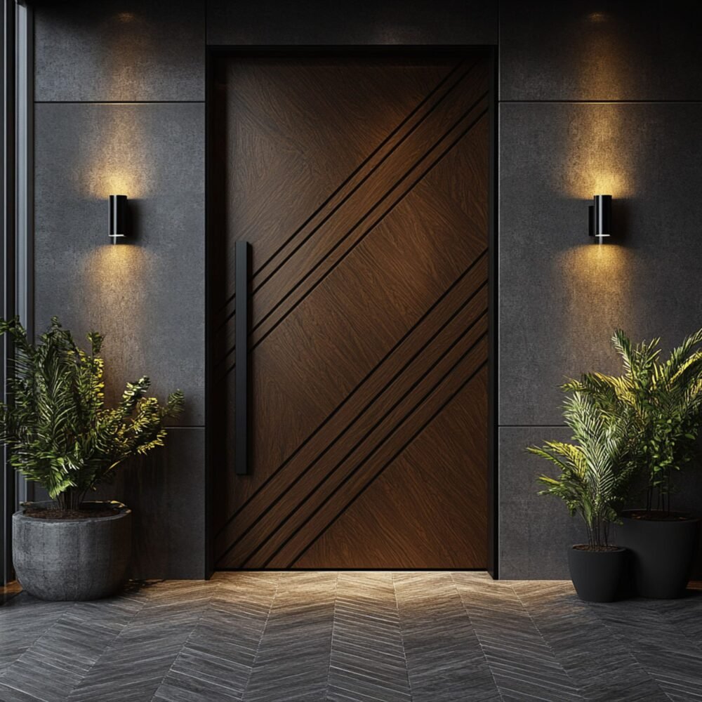 Modern Matte Swing Single Door Design for Entrance Doors
