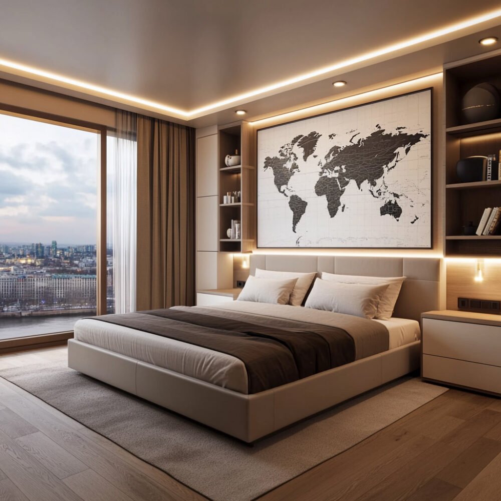 Built-In Bookshelves Frame the Bed in Spacious Kids? Room