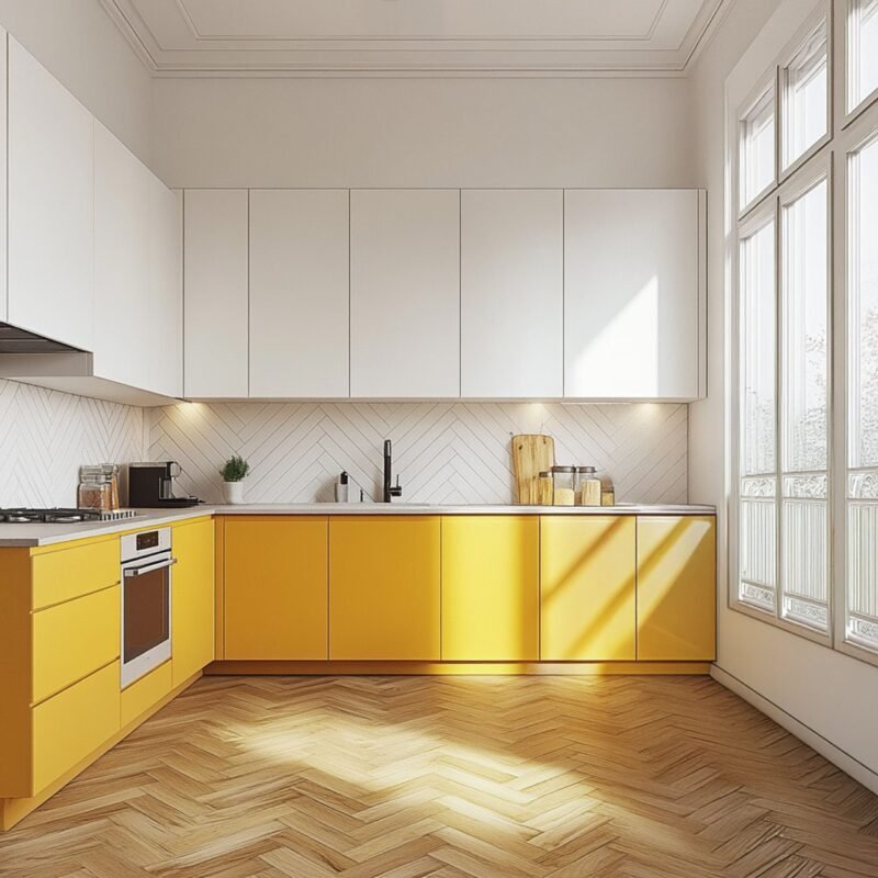 Modern Light Wooden Herringbone Flooring Desiign