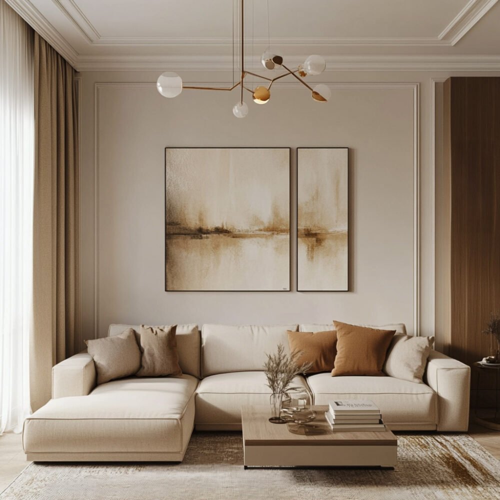 Beige Wall Paint Design for Modern Living Rooms