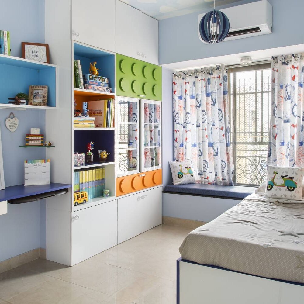 Contemporary 2BHK Flat Design with Modular Crockery Unit
