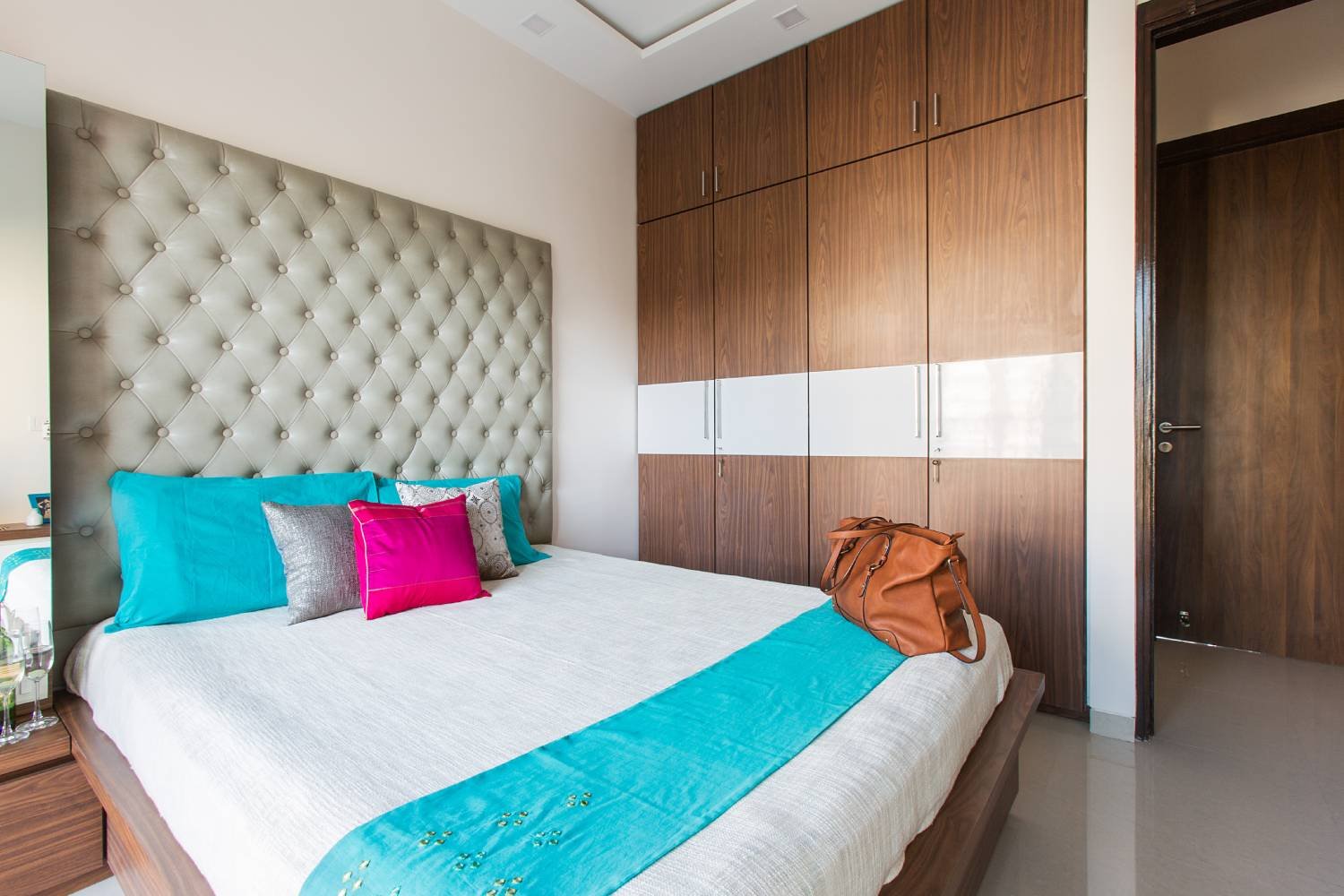 Contemporary 2BHK Flat Design with Parallel Kitchen